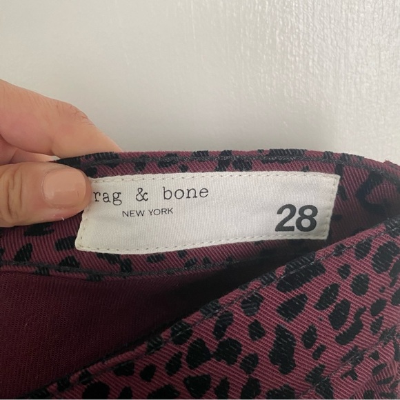 RAG & BONE Hana Cheetah Bootcut Jeans in Burgundy size 28 - Picture 9 of 11